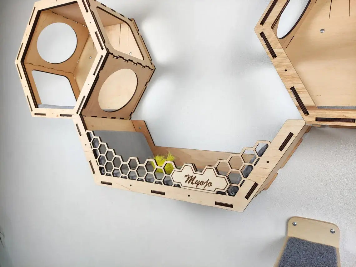 Beige Cat Wall Step – Mounted cat shelves for easy access, perfect for your cat to climb and reach higher platforms. Great for indoor cat shelves.