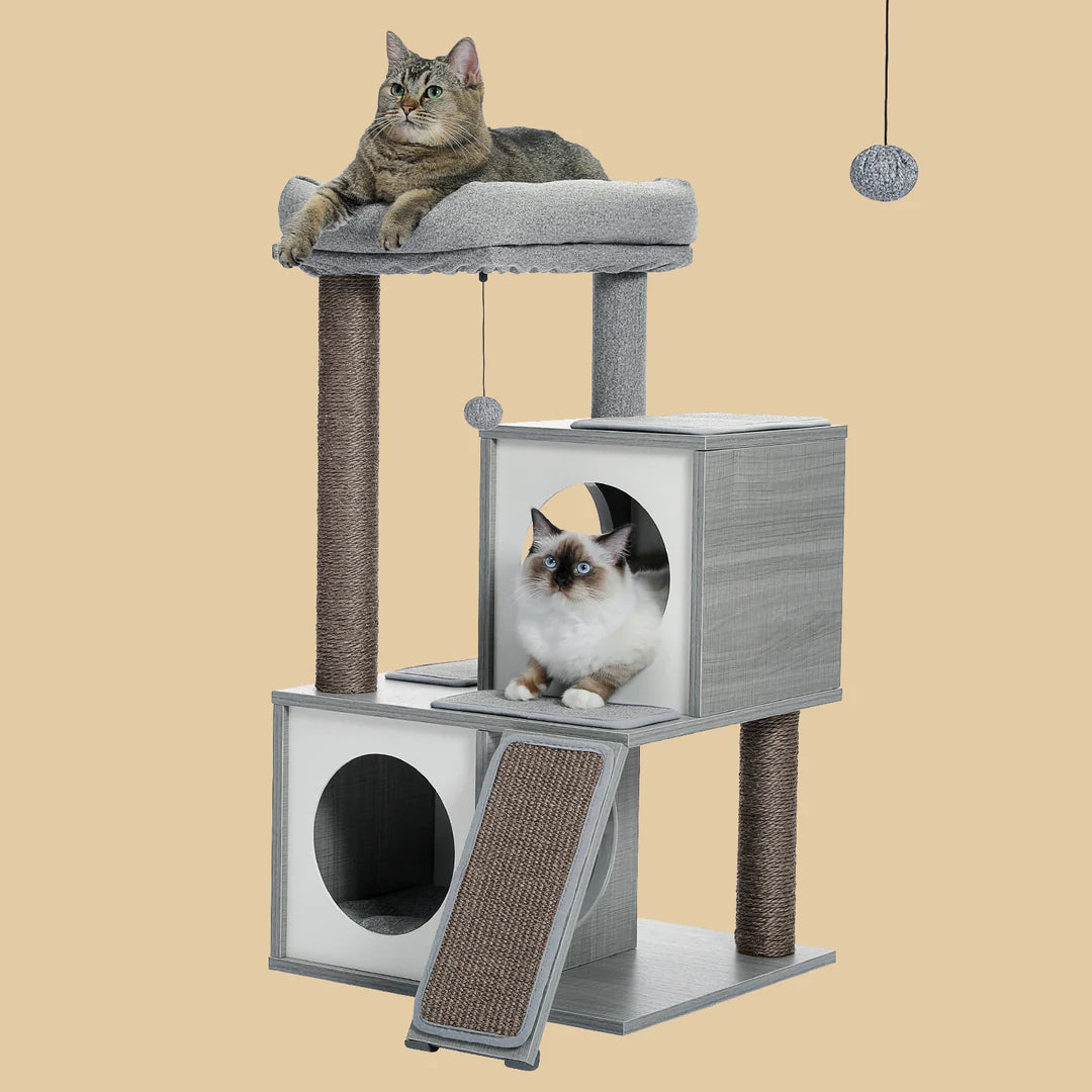 Pejam 35" Inches Wooden Medium Cat Tree House