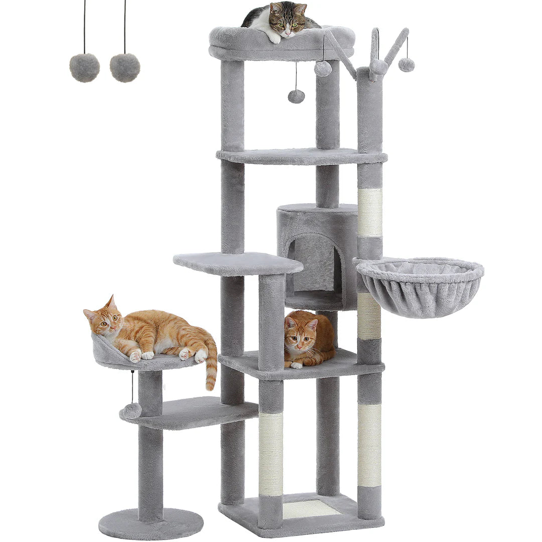 Cat tower with two perches and scratching post