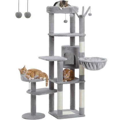 Cat tower with two perches and scratching post