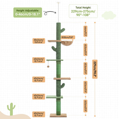 Pejam Adjustable 5 Tiers Cactus Floor to Ceiling Cat Tower