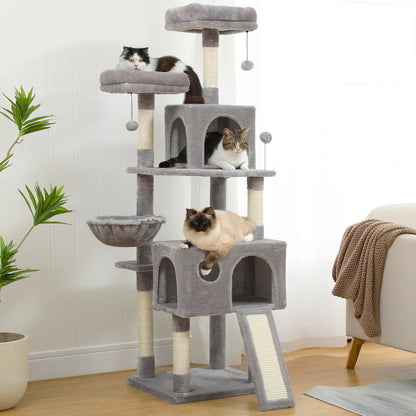 Pejam 64" Multi-Level Plush Cat Tree Large Cat Tower