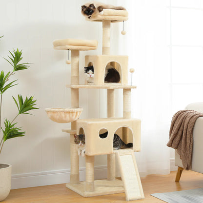 Pejam 64" Multi-Level Plush Cat Tree Large Cat Tower