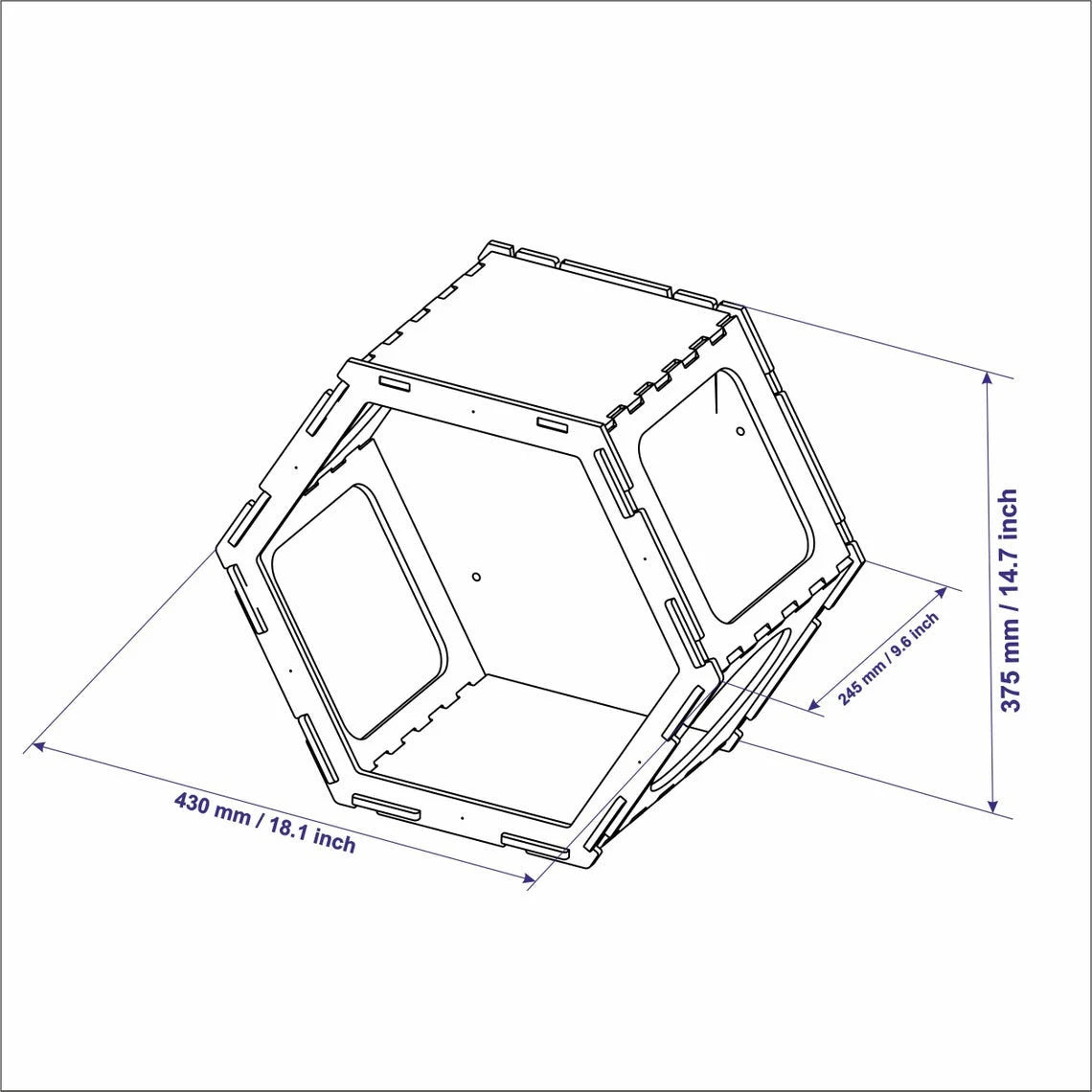 Brown Cat Wall Shelves Set 2 Hexagonal Shelves, 1 Wall Shelf Bed and 3 Steps