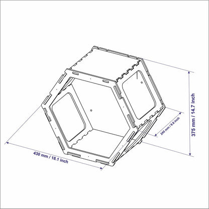 Brown Cat Wall Shelves Set 2 Hexagonal Shelves, 1 Wall Shelf Bed and 3 Steps