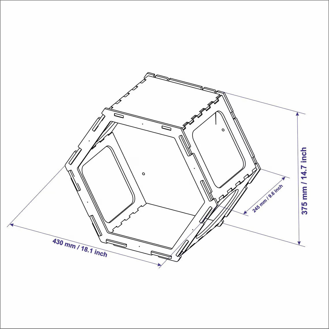 Brown Cat Wall Shelves Set 5 Hexagonal Shelves, 1 Wall Bridge and 3 Steps