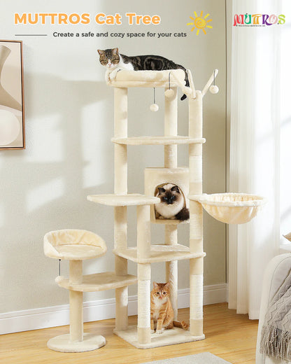 Side view of cat tree with natural sisal and ultrasoft materials