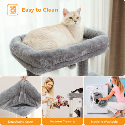 Pejam 56.3" Plush Sisal Scratcher with 2 Door Condo House Cat Tree